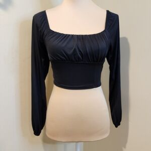 LIVE IN THE MOMENT Black Long Sleeve Crop Top Size XS